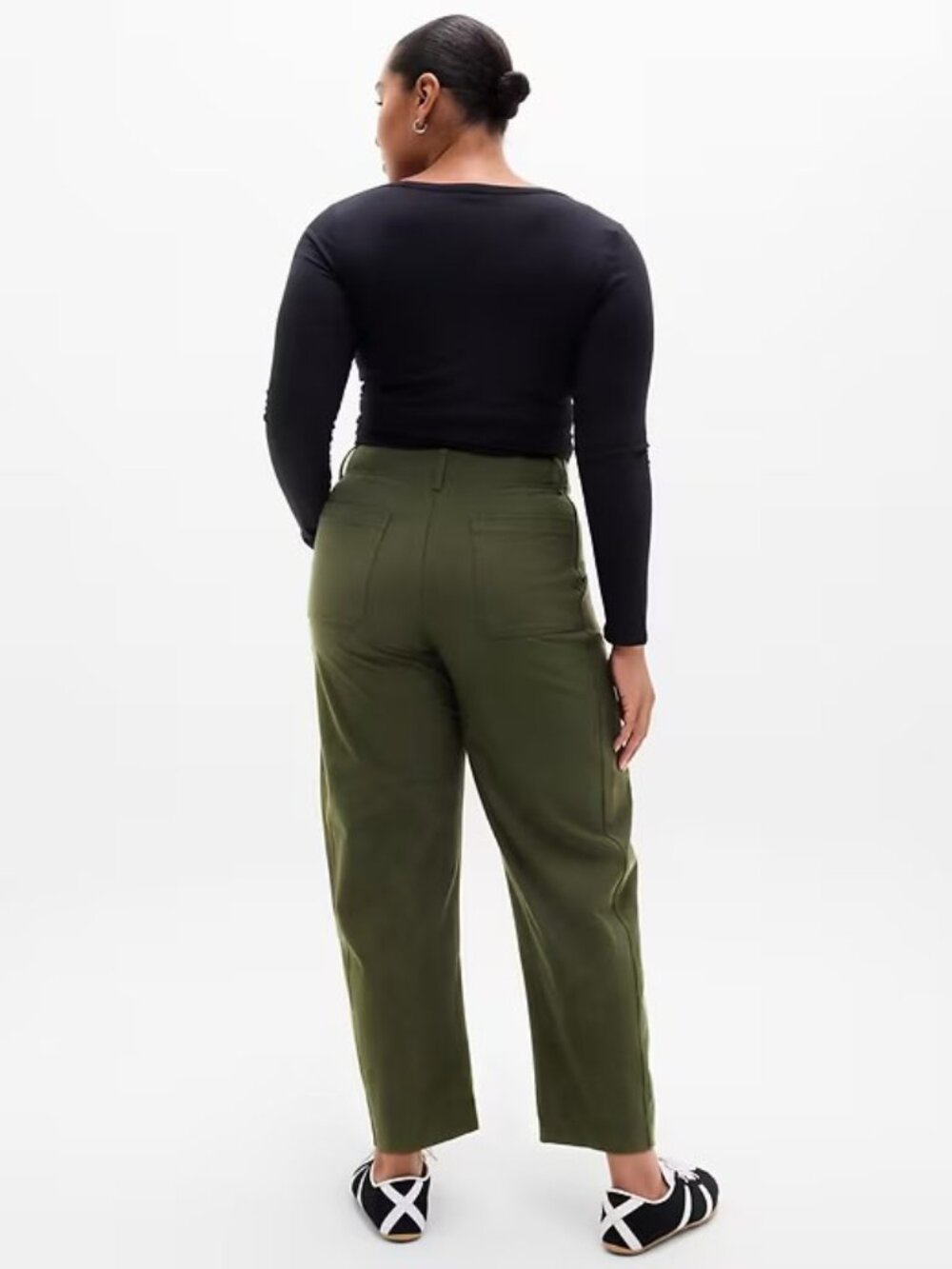 New Athleta 8 Skyline High Rise Barrel Leg Pant Aspen Olive Green Size 8 Regular - Picture 5 of 6